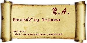 Macskásy Arianna névjegykártya